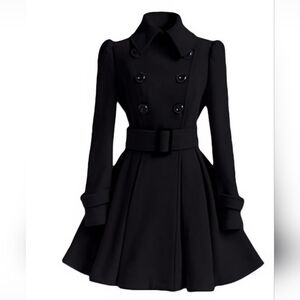 Elegant Black Double-Breasted COAT